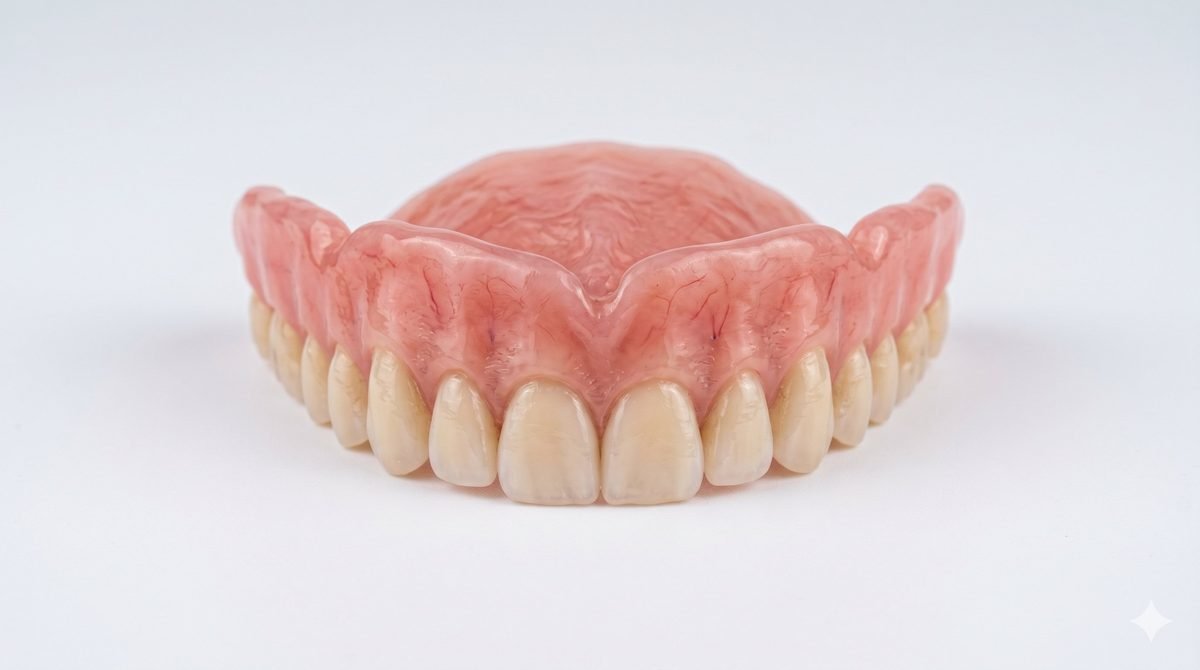 dentures Modern natural-looking complete dentures showing realistic teeth and gums